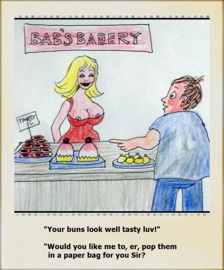 Saucy postcards Babs Busty Custards